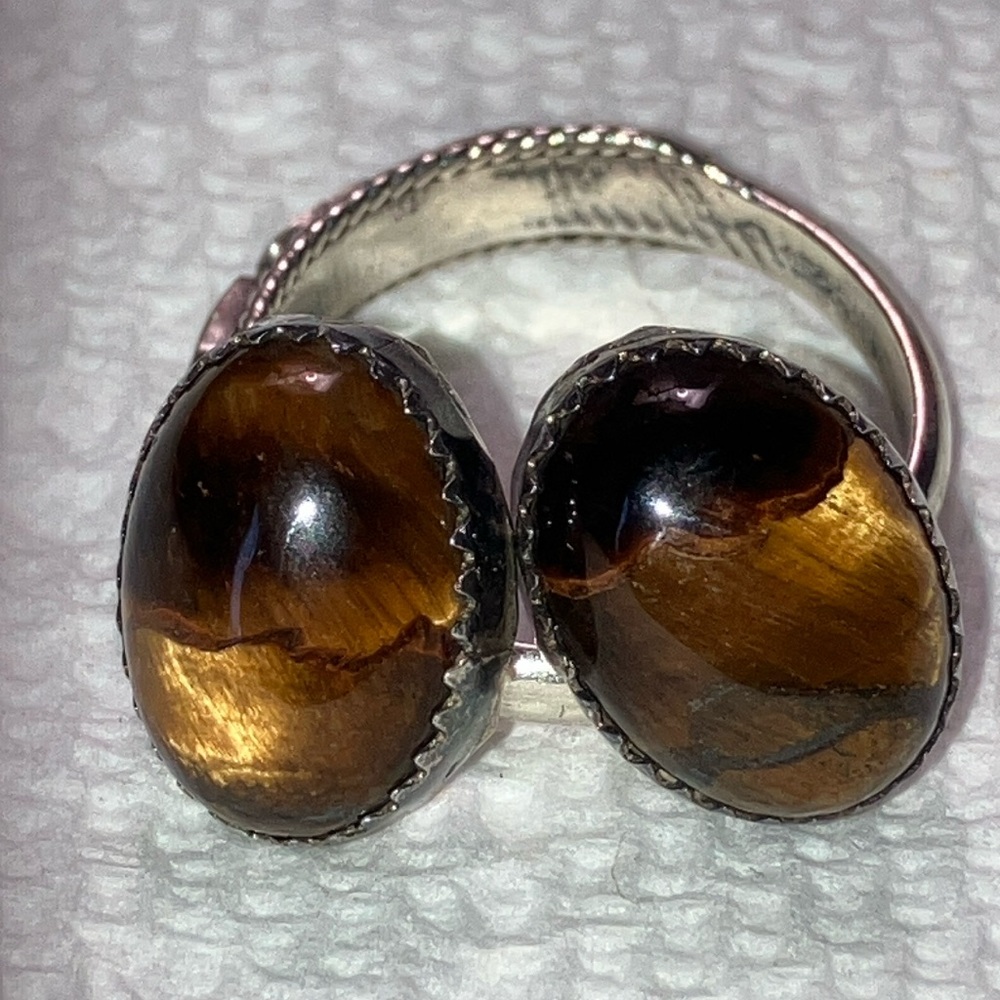 Brown and Silver Tiger's Eye Post Earrings